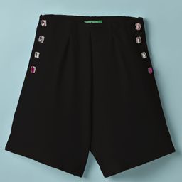 UCB Viscose Cotton Knit Knee Length Solid Colour Shorts - Black-image-28