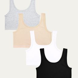 Charm n Cherish Cotton Blend Solid Sports Bra - Beige Grey White & Black-image-54
