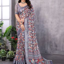 vj fashion Floral Printed Zari  Saree-image-62