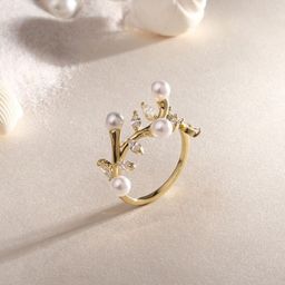 Cierra 18KT Gold-Plated Stone-Studded Adjustable Finger Ring-image-19