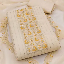 DIVASTRI Floral Embroidered Sequinned Unstitched Dress Material-image-35