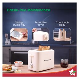 Wonderchef Bellagio 2-Slice Pop-up Toaster with Lid Cover | 800 Watt | 2 Bread Slice | 7- Level Browning Controls|Wide Bread Slots| Auto Shut Off | Easy to Clean| White| 2 Year Warranty image 5