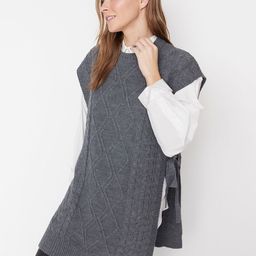 Trendyol Women Cable Knit Longline Pullover-image-85