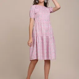 Mast & Harbour Women Floral Printed Tiered Fit & Flare Dress-picture-7