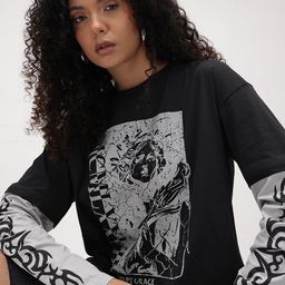 The Roadster Life Co. Graphic & Typography Print Pure Cotton Oversized T-shirt-image-42