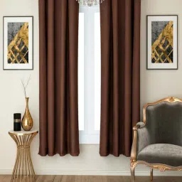 Swayam Brown Blackout Eyelet Door Curtain - Single Piece (7 Ft)-44