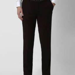 Peter England Brown Slim Fit Texture Trousers-image-93