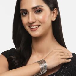 Zeneme Silver Golden & Black Toned Minimal Bangles for Women Set of 24 image 2