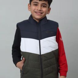 Cantabil Kids Olive Color Block Jacket-image-11