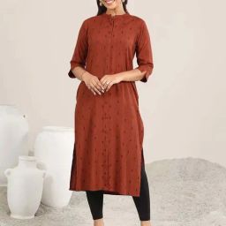 Libas Rust woven Kurta-picture-7