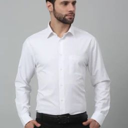 Cantabil White Regular Fit Texture Shirt-image-51