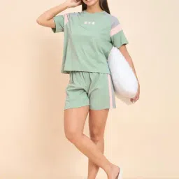 Sweet Dreams Mist Green Rayon Solid Pyjama Set-picture-32