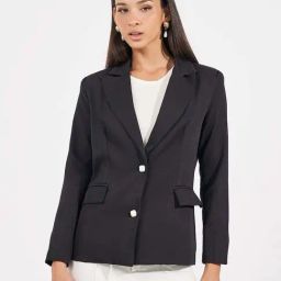 Styli Black Plain Blazer-picture-18