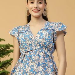 Oxolloxo Blue Skinny Fit Printed Top-image-83