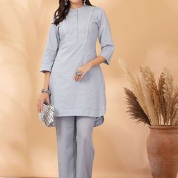 Nayam By Lakshita Floral Embroidered A Line Kurta with Palazzos-45