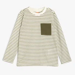 Koton Boys Striped V-Neck Pockets T-shirt-picture-7
