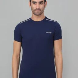 Cantabil Navy Blue Regular Fit Sports T-Shirt-image-44