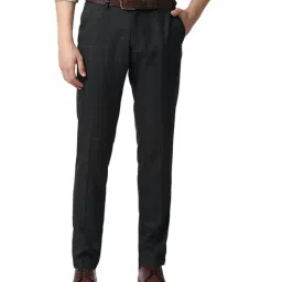 Louis Philippe Ath Work Black Slim Fit Flat Front Trousers-image-48