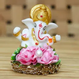 eCraftIndia Lord Ganesha Idol on Decorative Handcrafted Plate for Home and Car-44