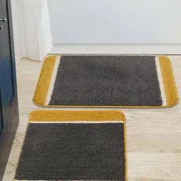 Saral Home Grey & Gold Microfibre 1450 GSM Bath Mats - Set of 2-image-77