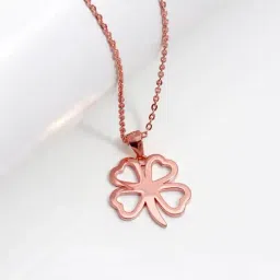 GIVA 92.5 Sterling Silver Rose Gold-Plated Clover Pendant with Link Chain for Women-10