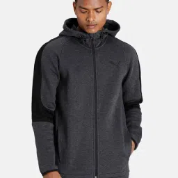 Puma Grey Full Sleeves Hooded Jacket-image-44