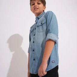 Jack & Jones Junior Kids Blue Denim Shirt-image-10