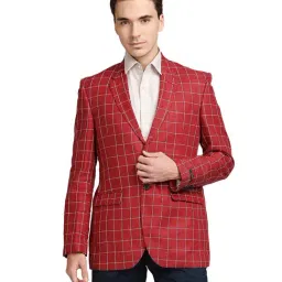 ColorPlus Dark Red Checks Blazer-image-66