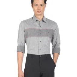 Arrow Grey Cotton Slim Fit Striped Shirt-picture-4