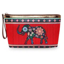 Sabhyata Elephant Multicolor Printed Small Wristlet-14