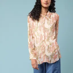 aarke Ritu Kumar Ivory Printed Shirt With Inner-image-61