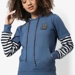 Campus Sutra Blue Cotton Striped Sweatshirt-picture-8