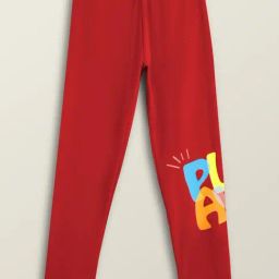 XY Life Kids Red Cotton Printed Leggings-image-36