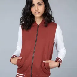 Bewakoof Red Fleece Varsity Jacket-picture-46