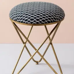Nestroots Printed Black & White Cotton Canvas Puffy Pouffes Foot Stool Ottoman-9