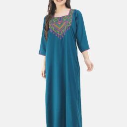 KOI SLEEPWEAR Teal Embroidered Nighty-image-55