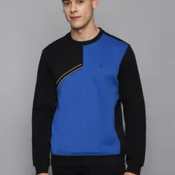 Allen Solly Black & Blue Cotton Regular Fit Colour Block Sweatshirts-picture-7