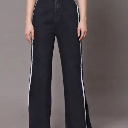 KASSUALLY Black Relaxed Fit High Rise Jeans-image-27