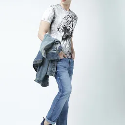 Huetrap Men White Printed Round Neck T-shirt-picture-0