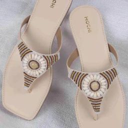 Mochi Women's Beige Thong Sandals-image-86