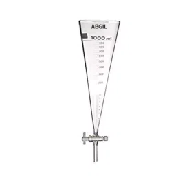 ABGIL Imhoff Sedimentation Cone 1 L Transparent Borosilicate Glass with PTFE Stopcock, IMFPTFE-210-01 image 1