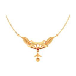 P.C. Chandra Jewellers 18k Yellow Gold Leafy And Ball Drop Necklace for Women & Girls-picture-2