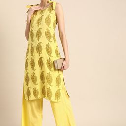 Anouk Women Ethnic Motifs Printed Pure Cotton Kurta with Palazzos-picture-34