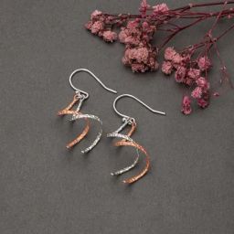Silberry 925 Sterling Silver 18k Rose Gold Plated Two Tone Silver Spiral Drop Earrings for Women-11