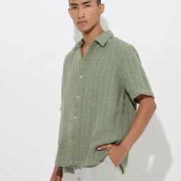 ETA by Westside Sage Knit-Textured Relaxed-Fit Cotton Shirt-picture-13