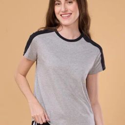 Enamor Grey & Black Round Neck Lounge T-Shirt-picture-33