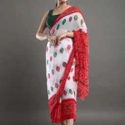 Saree Mall White Printed Saree With Unstitched Blouse-picture-34