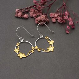 Silberry 925 Sterling Silver 18k Gold Plated Two Tone Silver Lily Circlets Drop Earrings for Women-29