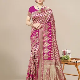 Moda Rapido Floral Zari Silk Blend Banarasi Saree-picture-15