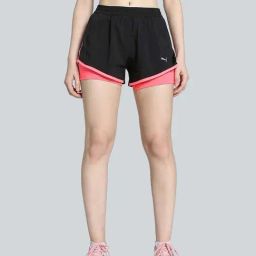 Puma Black & Sunset Glow Regular Fit Shorts-image-36